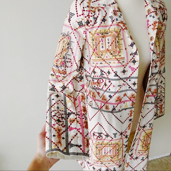 BIYA Johnny Was Embroidered Silk Coat Size M - Picture 3 of 8